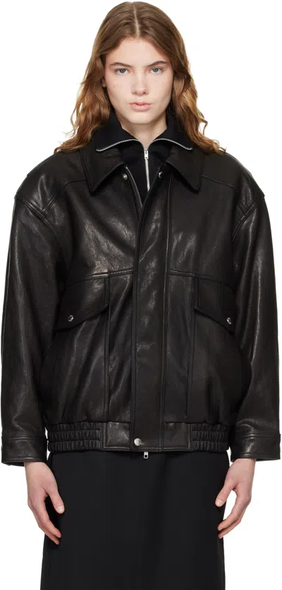 Dunst Black Oversized Vintage Leather Jacket