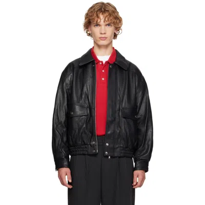 Dunst Black Oversized Vintage Leather Jacket