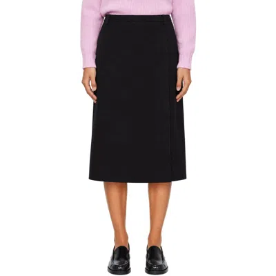 Dunst Black Pleats Wrap Midi Skirt