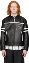 Dunst Black Racing Leather Jacket In Black