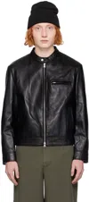 Dunst Black Racing Leather Jacket In Black