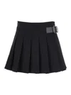 Dunst Black Skirt With Adjustable Side Belt And Pleated Details In Fabric Woman
