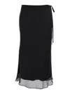 Dunst Black Skirt With Side Knot Closure And Semi-transparent Hem In Viscose Woman In Black