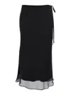 Dunst Black Skirt With Side Knot Closure And Semi-transparent Hem In Viscose Woman In Black