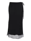 Dunst Black Skirt With Side Knot Closure And Semi-transparent Hem In Viscose Woman