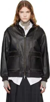 Dunst Black Stand Collared Leather Jacket In Multi