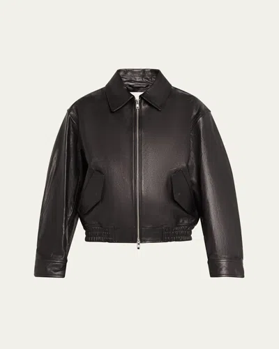 Dunst Blouson Leather Jacket In Brushed Black