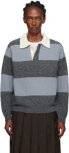 Dunst Blue & Gray Chunky Rugby Polo In Blue