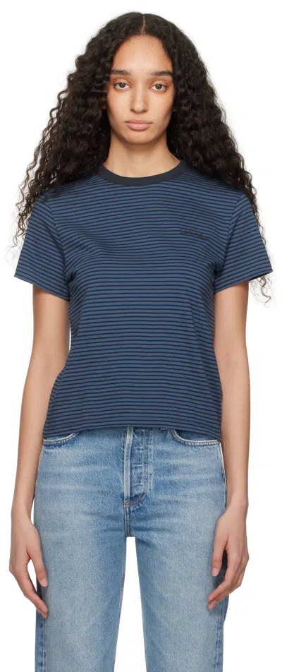 Dunst Blue & Navy Essential Stripe Logo T-shirt In Blue/navy