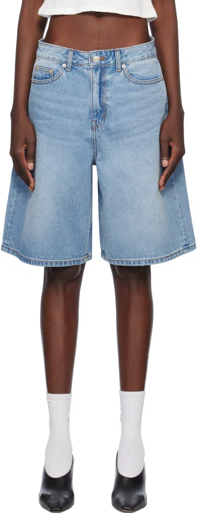 Dunst Relaxed Denim Bermuda Shorts In Light Blue