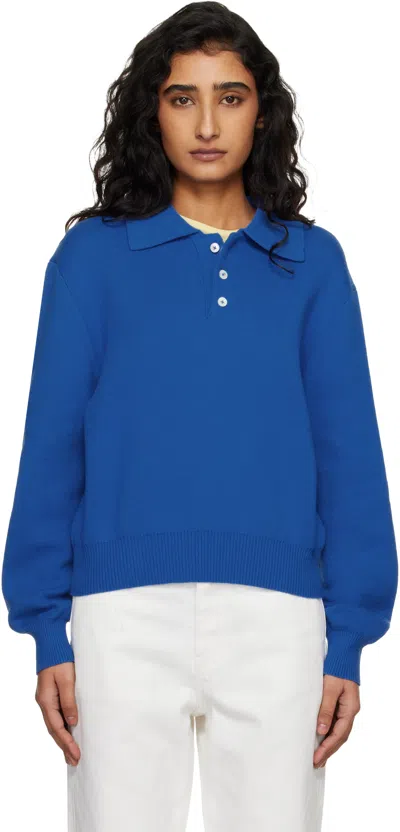 Dunst Blue Cashmere Collared Sweater Polo In Black
