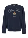Dunst Blue Crewneck Sweatshirt With Embroidery On The Front And Back In Cotton Man In Blu