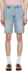 Dunst Blue Curved Denim Shorts In Blue
