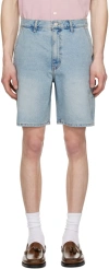 Dunst Blue Curved Denim Shorts In Light Blue
