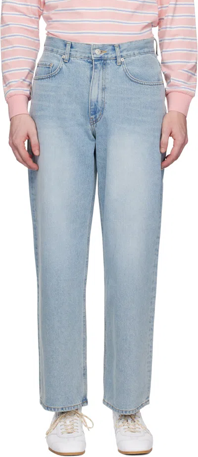 Dunst Blue Low Rise Loose Jeans In Light Blue