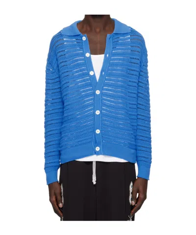 DUNST BLUE OPEN COLLARED CARDIGAN
