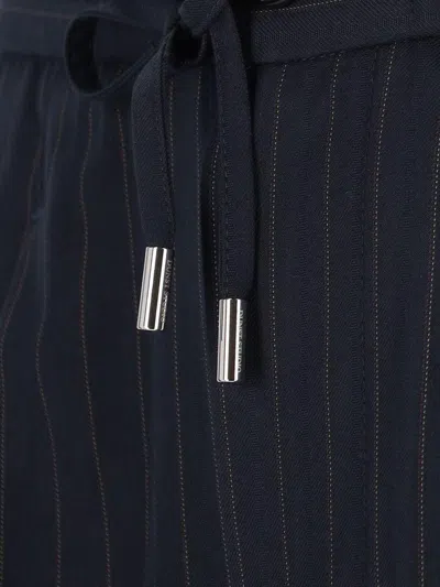 Dunst Blue Pants With Elastic Waist And Striped Motif In Cotton Man
