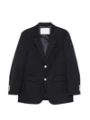 Dunst Blue Solid Notched Lapel Blazer In Blue