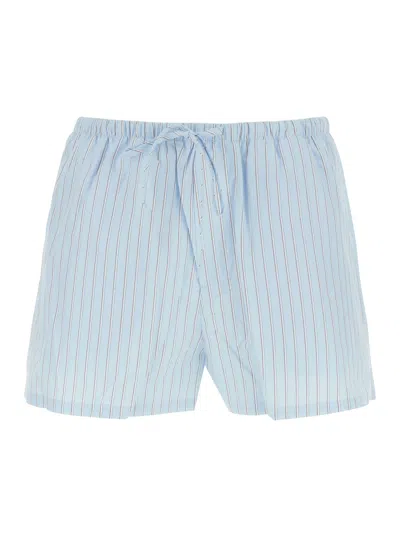 Dunst Pajama Mini Shorts Blue With White Stripes In Cotton For Women