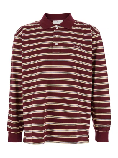 DUNST BORDEAUX SWEATER WITH ALL-OVER STRIPED MOTIF AND FRONT LOGO IN COTTON WOMAN