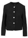 Dunst Black Crewneck Jacket With Contrasting Jewel Buttons In Black