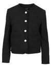 Dunst Black Crewneck Jacket With Contrasting Jewel Buttons
