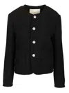 Dunst Wool Tweed Single Breasted Coat In Black