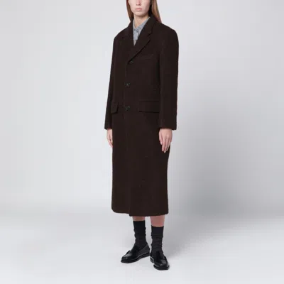 Dunst Brown Single Breasted Wool Blend Coat