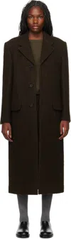 Dunst Brown 3 Button Boucle Wool Coat In Brown