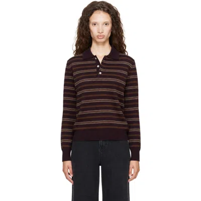 Dunst Brown Collared Striped Sweater