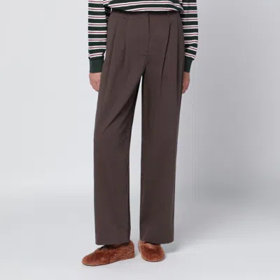 DUNST DUNST BROWN COTTON TROUSERS