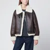 Dunst Brown Faux-leather Shearling-effect Coat In Brown