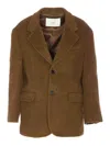 Dunst Brown Jacket With Frontal Buttons Closure In Multi
