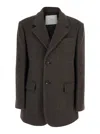 Dunst Grey Single-breasted Jacket With Notched Revers In Cashmere Woman In Multi