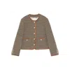 Dunst Beige Jacket With Button Closure And Front Pockets In Tweed Woman In Multi
