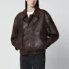 Dunst Brown Oversized Vintage Leather Jacket In Brown