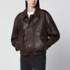 Dunst Brown Leather Bomber Jacket In Brown