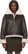 Dunst Brown Loose Fit Line Faux-shearling Jacket In Brown