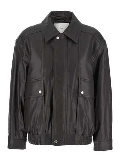 Dunst Brown Oversized Jacket With Dropped Shoulders And Flap Pockets On The Front