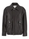 Dunst Brown Oversized Jacket With Dropped Shoulders And Flap Pockets On The Front In Leather Woman