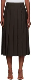 Dunst Brown Pleats Midi Skirt In Brown