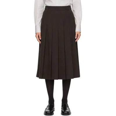 Dunst Brown Pleats Midi Skirt