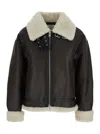 Dunst Brown Shearling Jacket With Belted Collar In Ecoleather And Ecofur Man In Brown