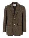 Dunst Brown Single-breasted Jacket With All-over Check Motif In Wool Woman In Brown