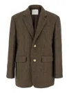 Dunst Brown Single-breasted Jacket With All-over Check Motif In Wool Woman In Brown