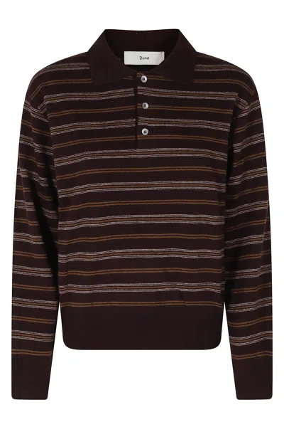 Dunst Brown Striped Polo Shirt