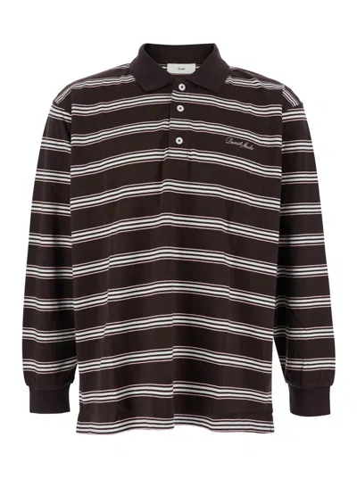 Dunst Brown Sweater With All-over Striped Motif And Front Logo In Cotton Woman