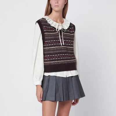 Dunst Brown Wool Blend Waistcoat