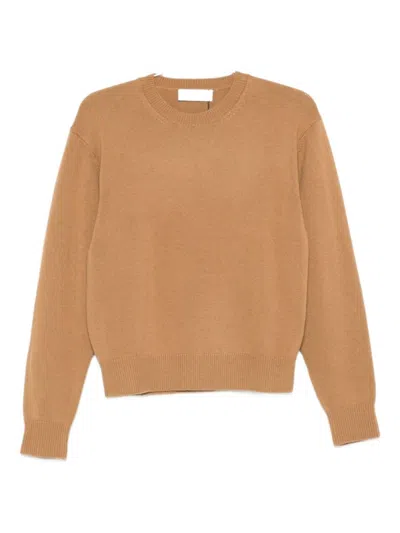 DUNST BROWN WOOL CREWNECK SWEATER