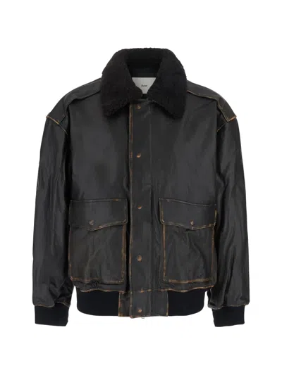 Dunst Brushed-finish Leather Coat In Black